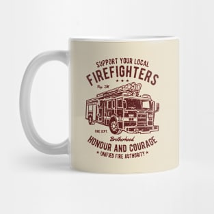 Support Local Firefighters Vintage Design Mug